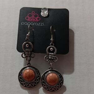 Paparazzi Silver and Peach Earrings